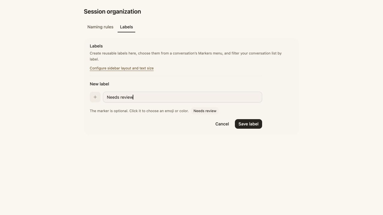 Creating a Needs review label